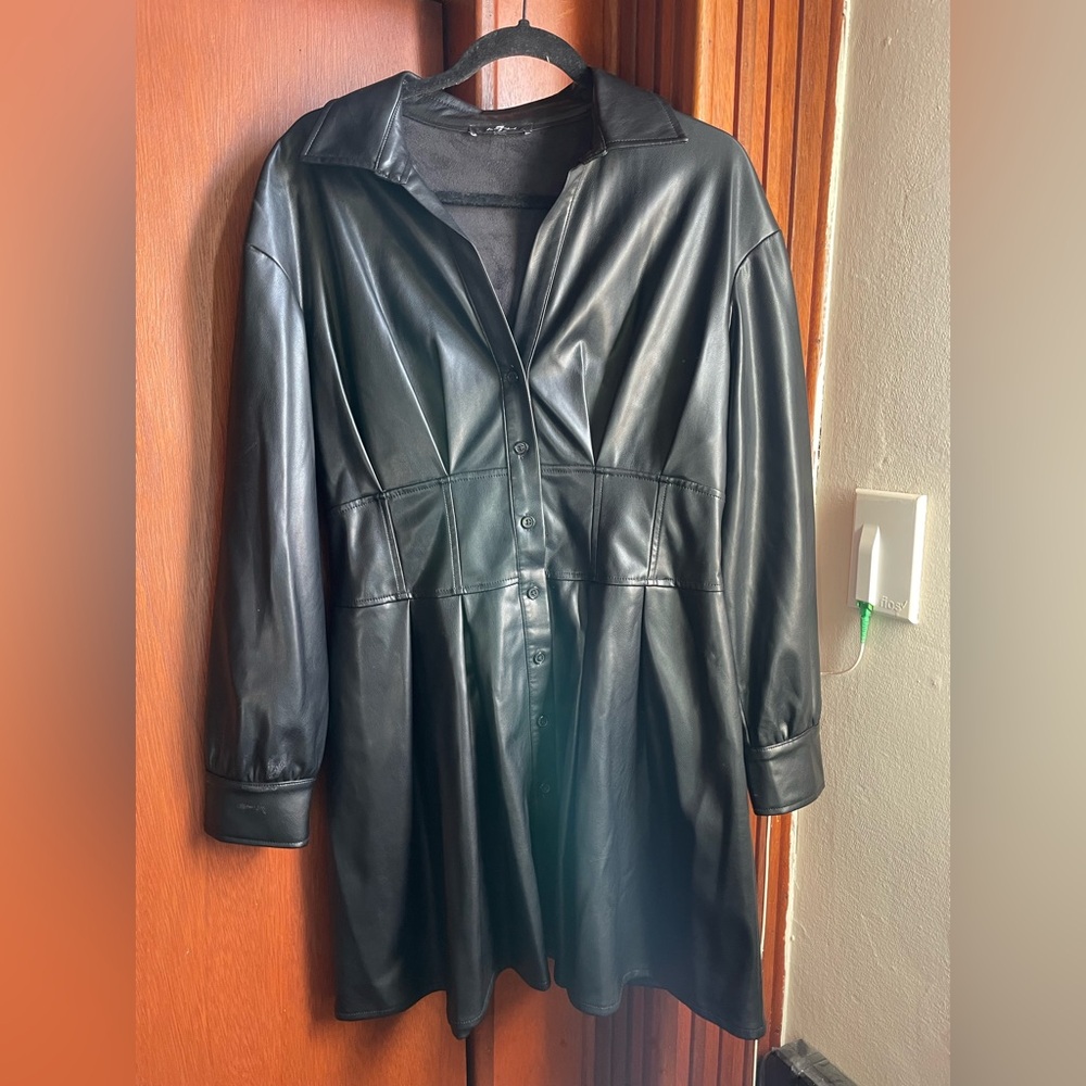 7 for All Mankind Pleather Snap Front Dress